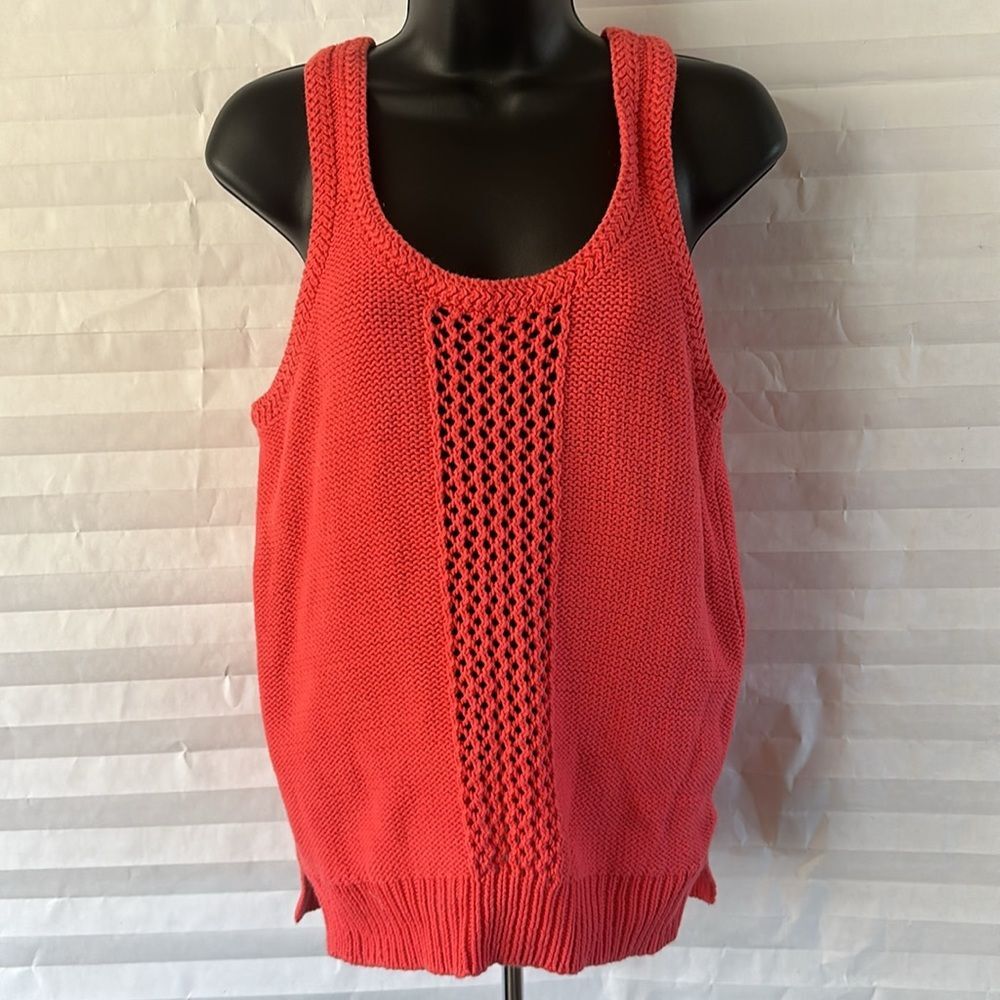 Wallace Women’s Sleeveless Knit Sweater Vest Orange Pullover Size 5 Lightweight